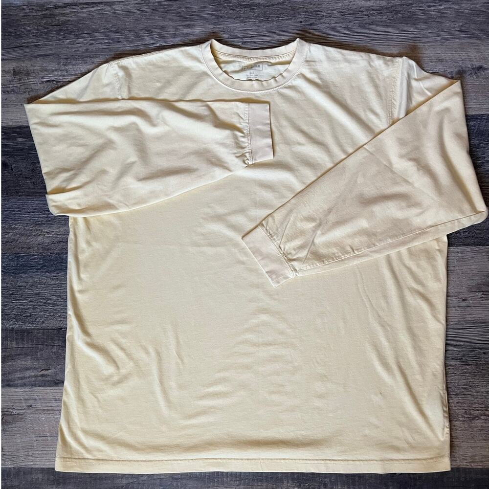 LL Bean Men's XXL Tall Yellow Long Sleeve Crew Neck T-Shirt 100% Cotton